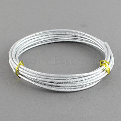 Textured Round Aluminum Wire, Bendable Metal Craft Wire, for Jewelry Wrapping Craft & Floral Wire, Silver, 12 Gauge, 2mm, about 6.56 Feet(2m)/roll(X-AW-R004-2m-01)