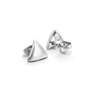 Stainless Steel Stud Earrings, Triangle, Triangle, 10x10mm