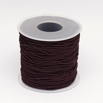 Round Elastic Cord Wrapped by Nylon Thread, Coffee, 0.8mm, about 54.68 yards(50m)/roll