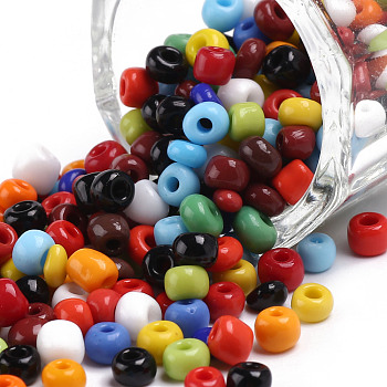 Glass Seed Beads, Opaque Colours Seed, Small Craft Beads for DIY Jewelry Making, Round, Mixed Color, 4mm, Hole:1.5mm, about 4500pcs/pound