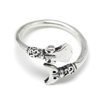 Adjustable Alloy Cuff Finger Rings, Demon Rod, Size 8, Antique Silver, 18mm