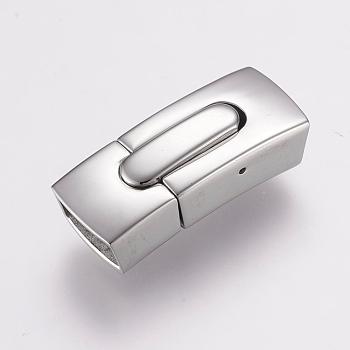 304 Stainless Steel Bayonet Clasps, Rectangle, Stainless Steel Color, 29x12x8.5mm, Hole: 5x10mm