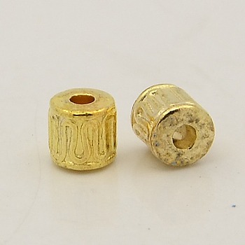 Tibetan Style Alloy Beads, Column, Golden, Lead Free & Cadmium Free, 4.5x4.5mm, Hole: 1.5mm
