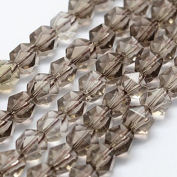 Synthetic Smoky Quartz Beads Strands, Faceted, Round, 8x7mm, Hole: 1.5mm, about 49pcs/strand, 14.9 inch(38cm)