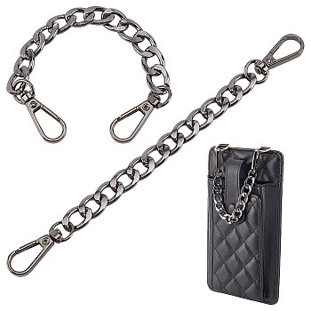 Elite Aluminum Curb Chain Bag Shoulder Straps, with Alloy Swivel Clasps, for Bag Replacement Accessories, Gunmetal, 20.5cm, 2pcs/box