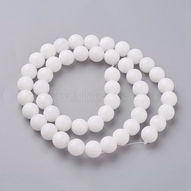 8mm Round White Jade Beads