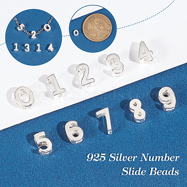 Elite 10Pcs 10 Style Hollow Sterling Silver Slider Charms(STER-PH0001-31)-4
