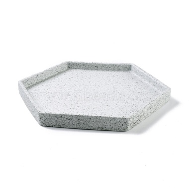 Assiette à bijoux ronde plate en porcelaine hexagonale(DJEW-I015-03)-6