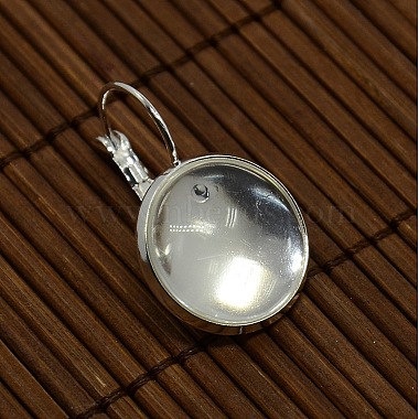 Clear Domed Glass Cabochon Cover and Brass Leverback Earring Settings for DIY(DIY-X0160-S-RS)-2