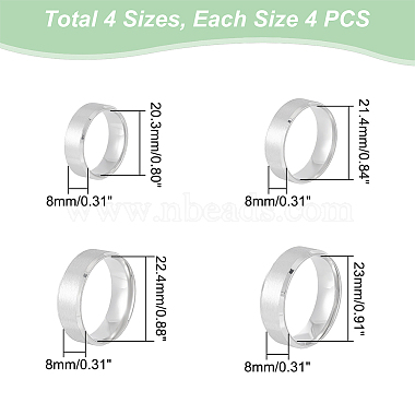 16шт. 4 размер 201 простые кольца из нержавеющей стали для мужчин и женщин(RJEW-UN0002-45)-3