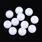 Rubberized Style Rainbow Opaque Acrylic Beads, Iridescent, Round, WhiteSmoke, 8mm, Hole: 2mm, about 4165pcs/500g(MACR-T010-8mm-08-01)