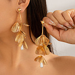 Chic 3D Flower Zinc Alloy Stud Earrings, Tassel Earring for Women, Golden(CN5092-9)