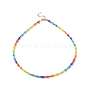 Glass Seed Beaded Necklace for Women, Colorful, 17.99 inch(45.7cm)(NJEW-JN03931)