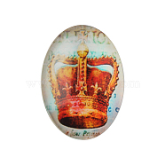 Imperial Crown Theme Ornaments Decorations Glass Oval Flatback Cabochons, Colorful, 30x22x6mm(X-GGLA-A003-22x30-CC02)