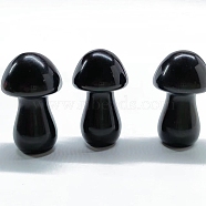 Natural Obsidian Healing Mushroom Figurines, Reiki Energy Stone Display Decorations, 35mm(PW-WG61562-22)