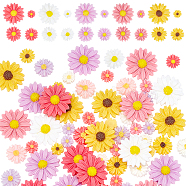 Flatback Hair & Costume Accessories Ornaments Resin Flower Daisy Cabochons, Mixed Color, 75pcs/box(CRES-PH0003-18)