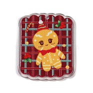 Christmas Theme Opaque Printed Acrylic Pendants, Gingerbread Man, 38x31x2.5mm, Hole: 2mm(SACR-S035-02E)