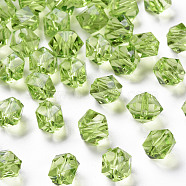 Transparent Acrylic Beads, Faceted, Polygon, Yellow Green, 8x10x9mm, Hole: 1.6mm, about 1300pcs/500g(TACR-S154-15B-83)