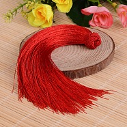 Beautiful Design Nylon Tassel Pendant Decorations, Red, 160x18mm, Hole: 4mm(X-NWIR-I007-14)
