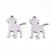 201 Stainless Steel Pendants, Stamping Blank Tag, Laser Cut, Dog, Stainless Steel Color, 17x14x0.9mm, Hole: 1.5mm(STAS-S081-050)