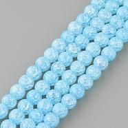 Synthetic Crackle Quartz Beads Strands, Round, Dyed, Light Sky Blue, 6mm, Hole: 1mm, about 66pcs/strand, 15.7 inch(GLAA-S134-6mm-13)