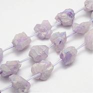 Electroplated Natural Amethyst Bead Strands, Nuggets, 11~31x15~19x11~16mm, Hole: 2mm, about 15pcs/strand, 15.7 inch(400mm)(G-G937-L-02)