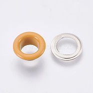 Iron Grommet Eyelet Findings, for Bag Making, Flat Round, Platinum, Sandy Brown, 9.5x4.5mm, Inner Diameter: 5mm(IFIN-WH0023-E09)
