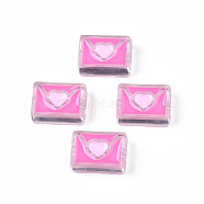 Transparent Acrylic Beads, with Enamel, Envelope, Hot Pink, 22x16x9mm, Hole: 3mm(ACRC-S039-11E)