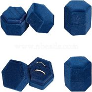 Nbeads Velvet Ring Boxes, Hexagon, Marine Blue, 1-3/4x1-7/8x1-3/4 inch(4.3x4.9x4.3cm)(VBOX-NB0001-03B)