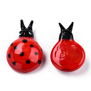 Handmade Lampwork Home Decorations, 3D Ladybug Ornaments for Gift, FireBrick, 45.5~47x29.5~32x14~16mm(LAMP-T011-56)