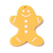 Christmas Theme Acrylic Pendants, Gold, Gingerbread Man, 26.5x21x2mm, Hole: 1.6mm(OACR-S143-02A)