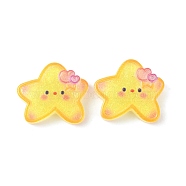 Translucent Resin Cabochons, Glitter Star, Yellow, 23x27x6mm(CRES-O006-09)