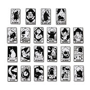 22Pcs 22 Styles Tarot Theme Printed Acrylic Pendants, Rectangle with Cat Pattern Charms, Black, 39x24x2.5mm, Hole: 1.8mm, 1pc/style(MACR-CC0001-03)