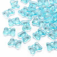 Transparent Acrylic Pendants, Bowknot, Light Blue, 13.5x18x5.5mm, Hole: 2.5mm, about 625pcs/500g(TACR-T024-02BA-946)