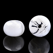 Resin Beads, Imitation Gemstone, Flat Round, Creamy White, 16x11mm, Hole: 2.1~2.3mm(RESI-N034-04-K06)