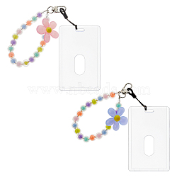 2Pcs Plastic ID Card, Vertical Plastic Name Key Card Tag Holder, 2Pcs 2 Colors Plastic Mobile Strap, Mixed Color, 104.5~206x65x5.5mm, Hole: 4x14.6mm(AJEW-FH0004-76)