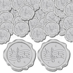 CRASPIRE 50Pcs Adhesive Wax Seal Stickers, Envelope Seal Decoration, For Craft Scrapbook DIY Gift, Musical Note, 30mm(DIY-CP0011-14B)