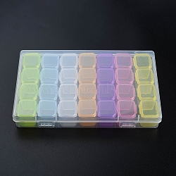 Rectangle Polypropylene(PP) Bead Storage Containers, with Hinged Lid and 28 Grids, Each Row Has 4 Grids, for Jewelry Small Accessories, Colorful, 17.5x11x2.5cm(CON-N012-09B)