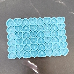 DIY Pendant Silicone Molds, Resin Casting Molds, Heart, Cyan, 91x70mm(PW-WGB1631-01)