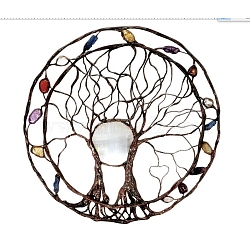 Iron Tree of Life Pendant Decorations, for Window Hanging Decorations, Coffee, 330x0.8mm(TREE-PW0004-06A-02)