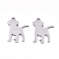 Non-Tarnish 201 Stainless Steel Pendants, Stamping Blank Tag, Laser Cut, Dog, Stainless Steel Color, 17x14x0.9mm, Hole: 1.5mm(STAS-S081-050)