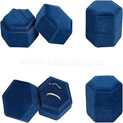 Velvet Ring Boxes, Hexagon, Marine Blue, 1-3/4x1-7/8x1-3/4 inch(4.3x4.9x4.3cm)(VBOX-NB0001-03B)