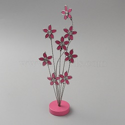 304 Stainless Steel Flower Name Card Holder, Photo Memo Holders, with Iron Clip, for Wedding, Birthday Party Table Number Sign, Hot Pink, 80x54x255mm(AJEW-WH0258-28)