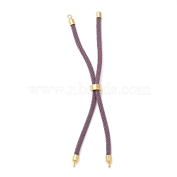 Nylon Twisted Cord Bracelet Making, Slider Bracelet Making, with Brass Findings, Lead Free & Cadmium Free, Round, Golden, Indian Red, 8.66~9.06 inch(22~23cm), Hole: 2.8mm, Single Chain Length: about 4.33~4.53 inch(11~11.5cm)(MAK-M025-136)