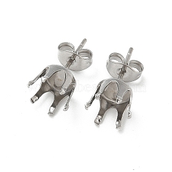 316 Surgical Stainless Steel Stud Earring Findings, Stainless Steel Color, 6.5x16.5mm(STAS-Z118-03P-01)