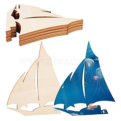 Unfinished Wooden Pieces, Wood Cutouts, Sailboat Pattern, 12.5x11x0.23cm(WOOD-WH0002-32C)