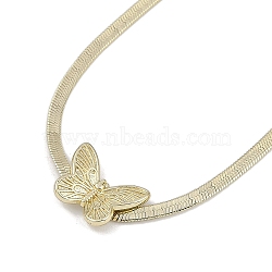 Bowknot Brass Pendant Necklaces, Snake Chain Necklaces for Women, Real 14K Gold Plated, 16.14 inch(41cm)(NJEW-F325-03G)