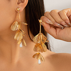 Chic 3D Flower Zinc Alloy Stud Earrings, Tassel Earring for Women, Golden(CN5092-9)