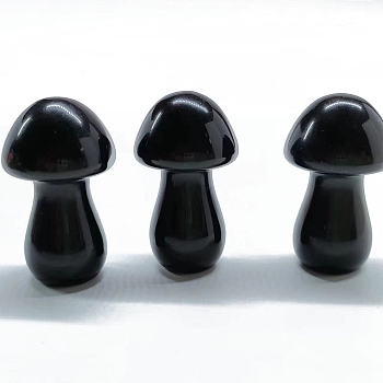 Natural Obsidian Healing Mushroom Figurines, Reiki Energy Stone Display Decorations, 35mm