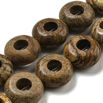 Natural Picture Jasper Beads Strands, Rondelle, 10~10.5x4~4.5mm, Hole: 1.2mm, about 20pcs/strand, 7.95''(20.2cm)